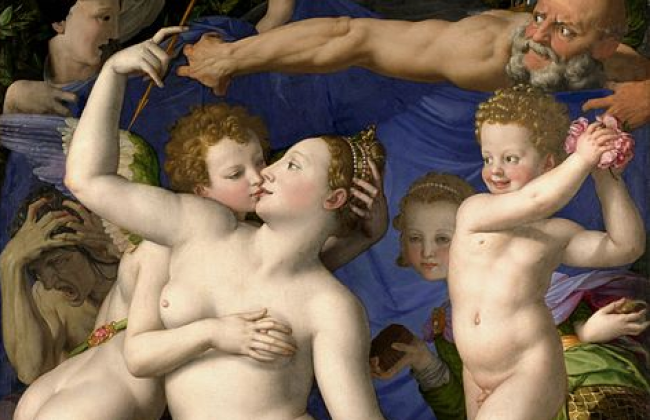 Venus/https://commons.wikimedia.org/wiki/File:Angelo_Bronzino_-_Venus,_Cupid,_Folly_and_Time_-_National_Gallery,_London.jpg